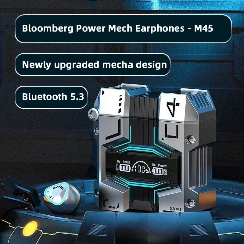 

Bluetooth Headphones Mecha Gaming Headset Low Latency In-Ear Noise M45 Reduction Earphones Touch Control Earbud TWS Wireless