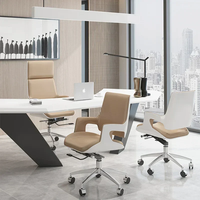 Silla de Oficina Ergonómica de Lujo para Computadora, Sala de Estar, Videojuegos, Salón de Belleza, con Reposapiés y Apoyabrazos Cómodos para Reuniones