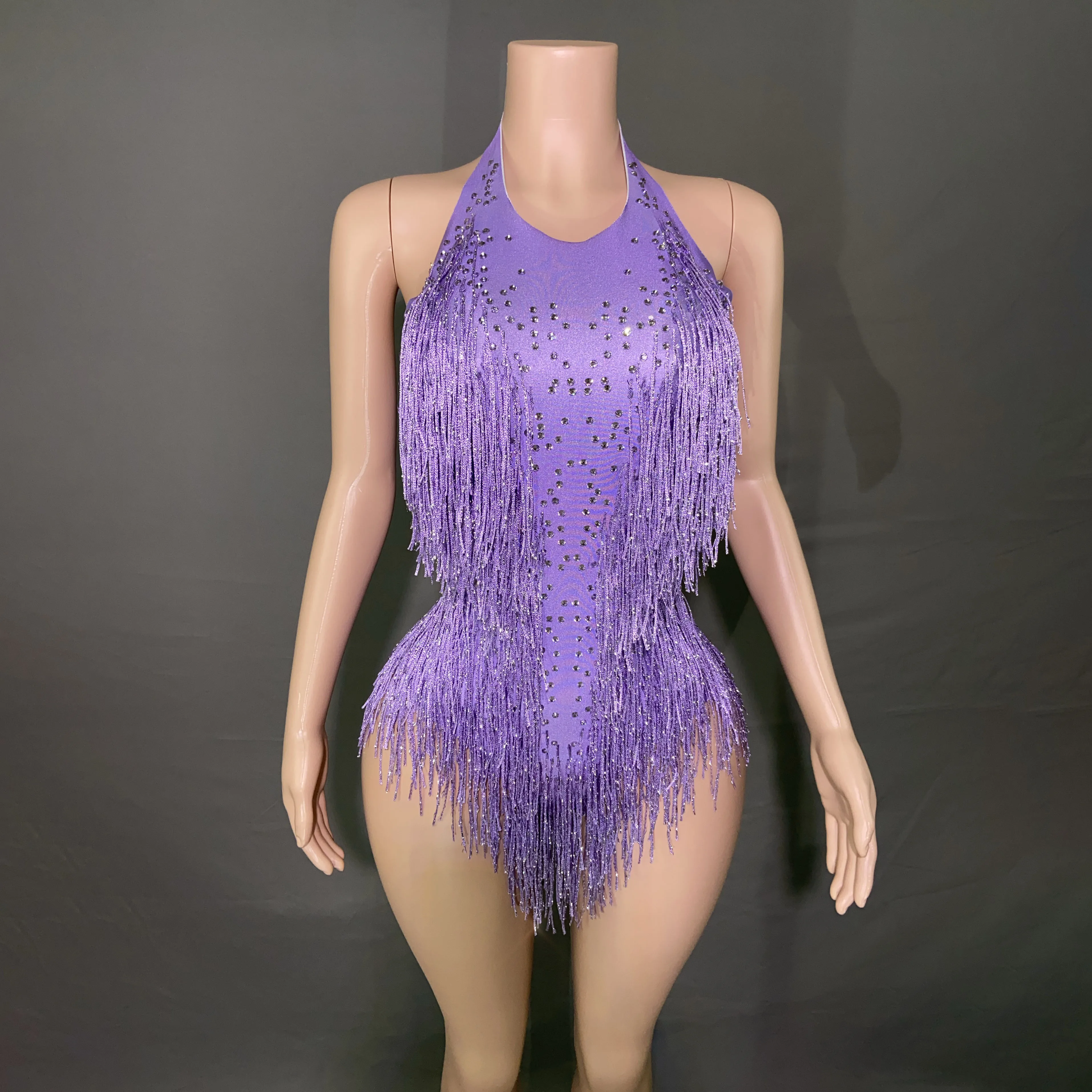 Lấp Lánh Tinh Thể Viền Bodysuit Nữ DJ Nhạc Jazz Khiêu Vũ Trang Phục Với Ren Diễn Sân Khấu Hộp Đêm Trình Diễn Trang Phục
