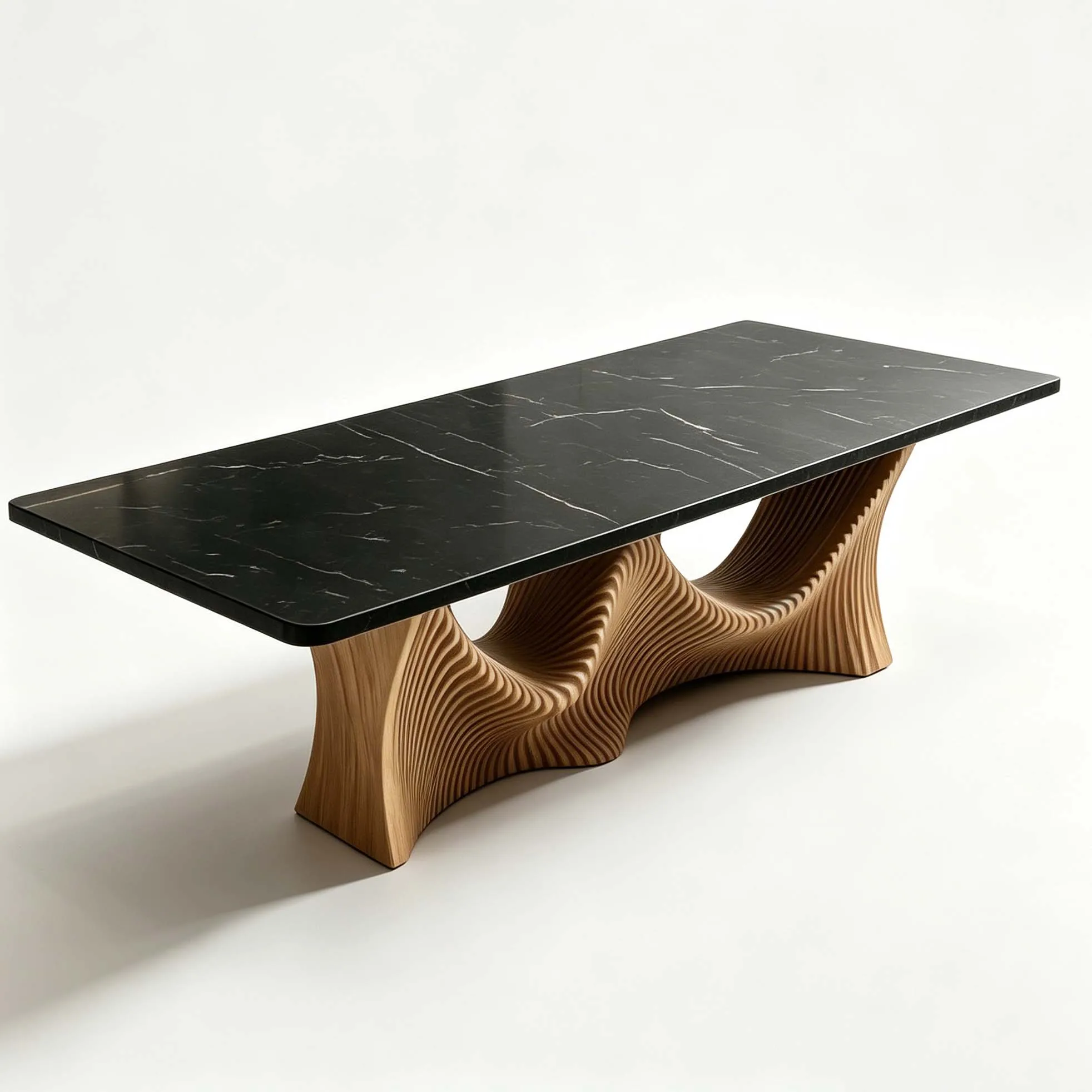 Modern Luxury Dining Table with Marble Top Custom Solid Wooden Desk for Dining Room Hotel Durable Parametric Wooden Furniture