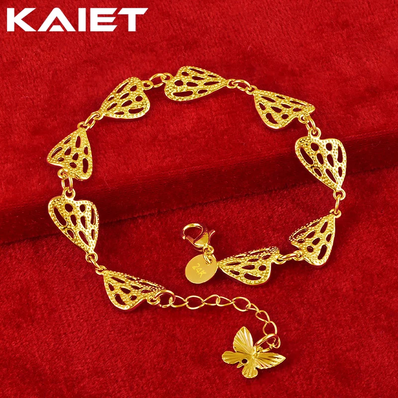 

KAIET 925 Sterling Silver Nine Butterflies Chain Bracelet Plated With 18K Gold Wedding Party For Women Charm Fine Jewelry