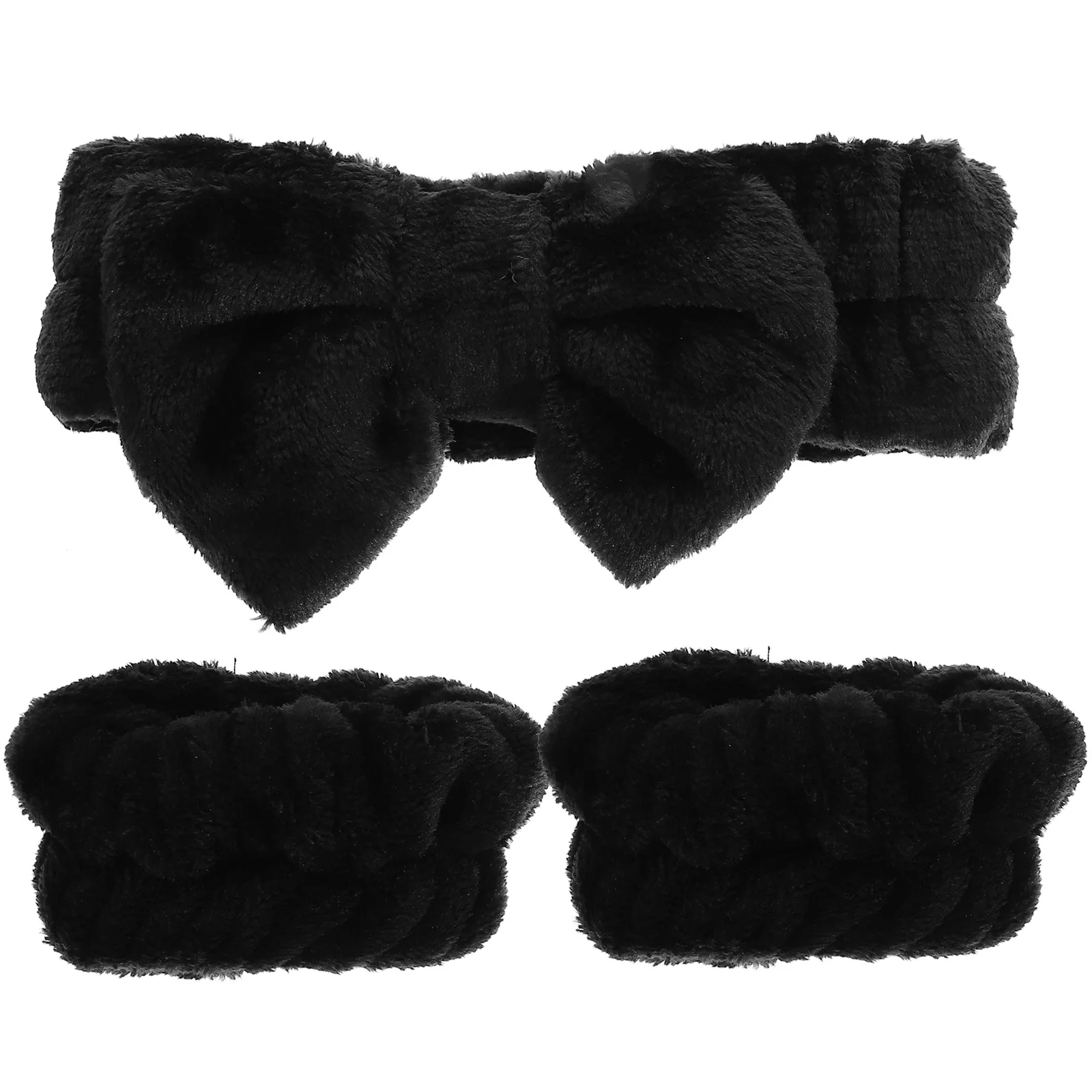 

1 Set Water Absorbent Headbands Comfortable Wristbands Face Cleaning Hairbands For Makeup Spa Supplies Women Bowknot Shower