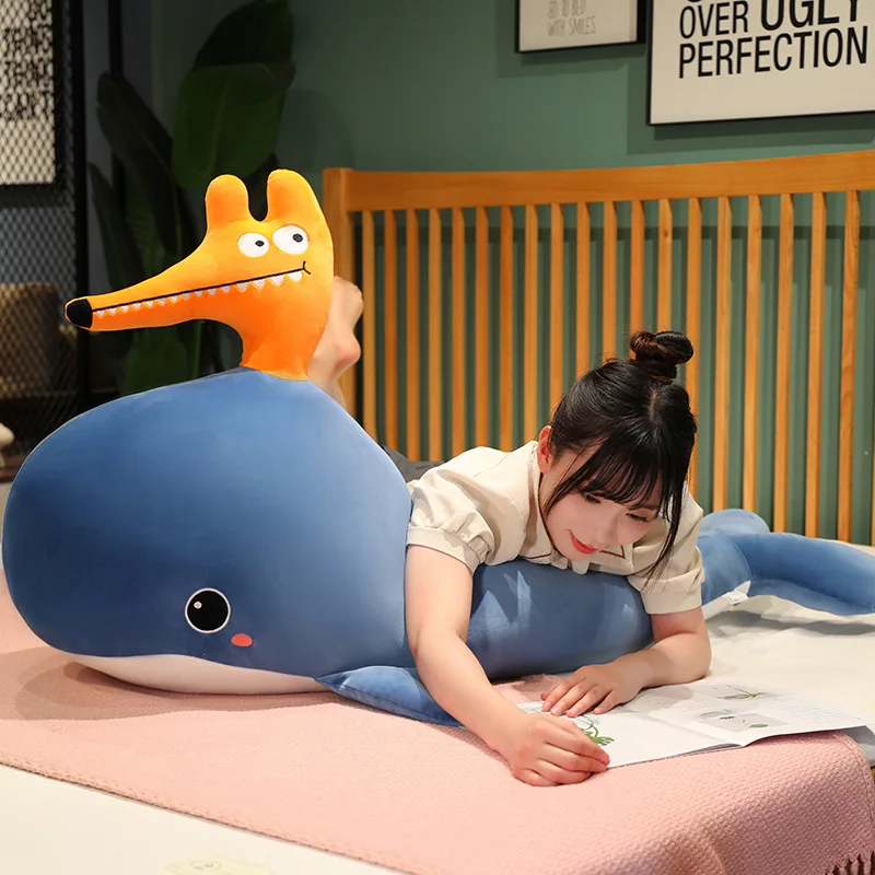 90cm Creative Cartoon Fox Whale Plush Toys Stuffed Soft Lovely Anime Animal Dolls Cute Fish Pillow for  Kids Birthday Xmas Gifts