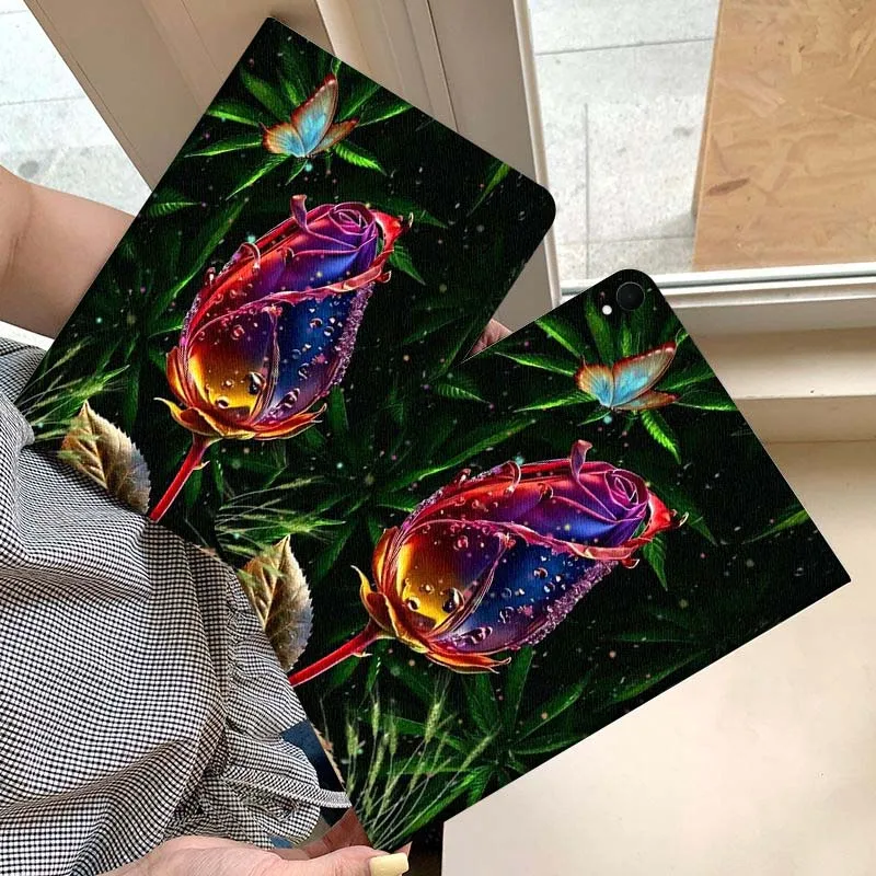 

Shining Rose Night Art Gift For Samsung Galaxy Tab S11 A11 A9 A8 S6 A 10.1 A7 10.4 Plus 2025 2023 Tablet Case