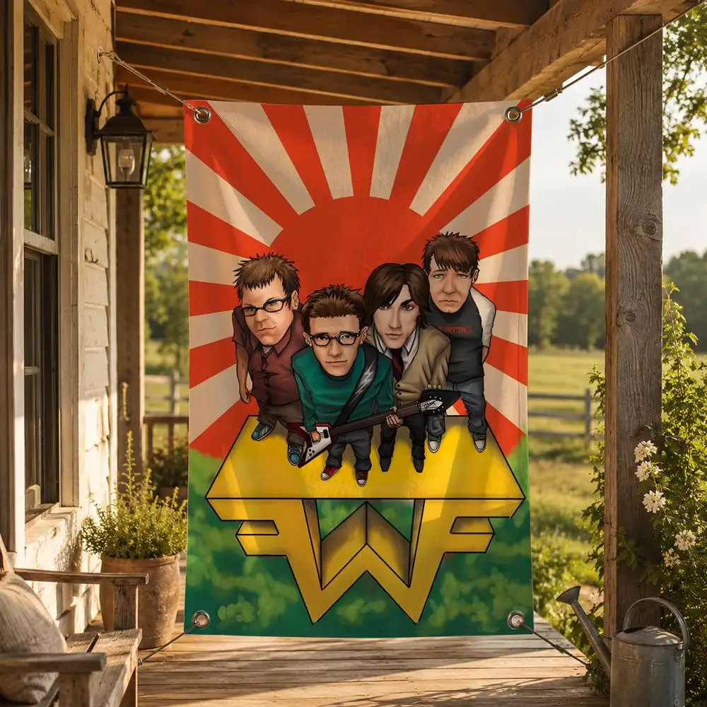 Band W-Weezer Flags Decorative Flag Banner for Indoor Outdoor Wall Garden Yard Porch Patio Home Party Decor