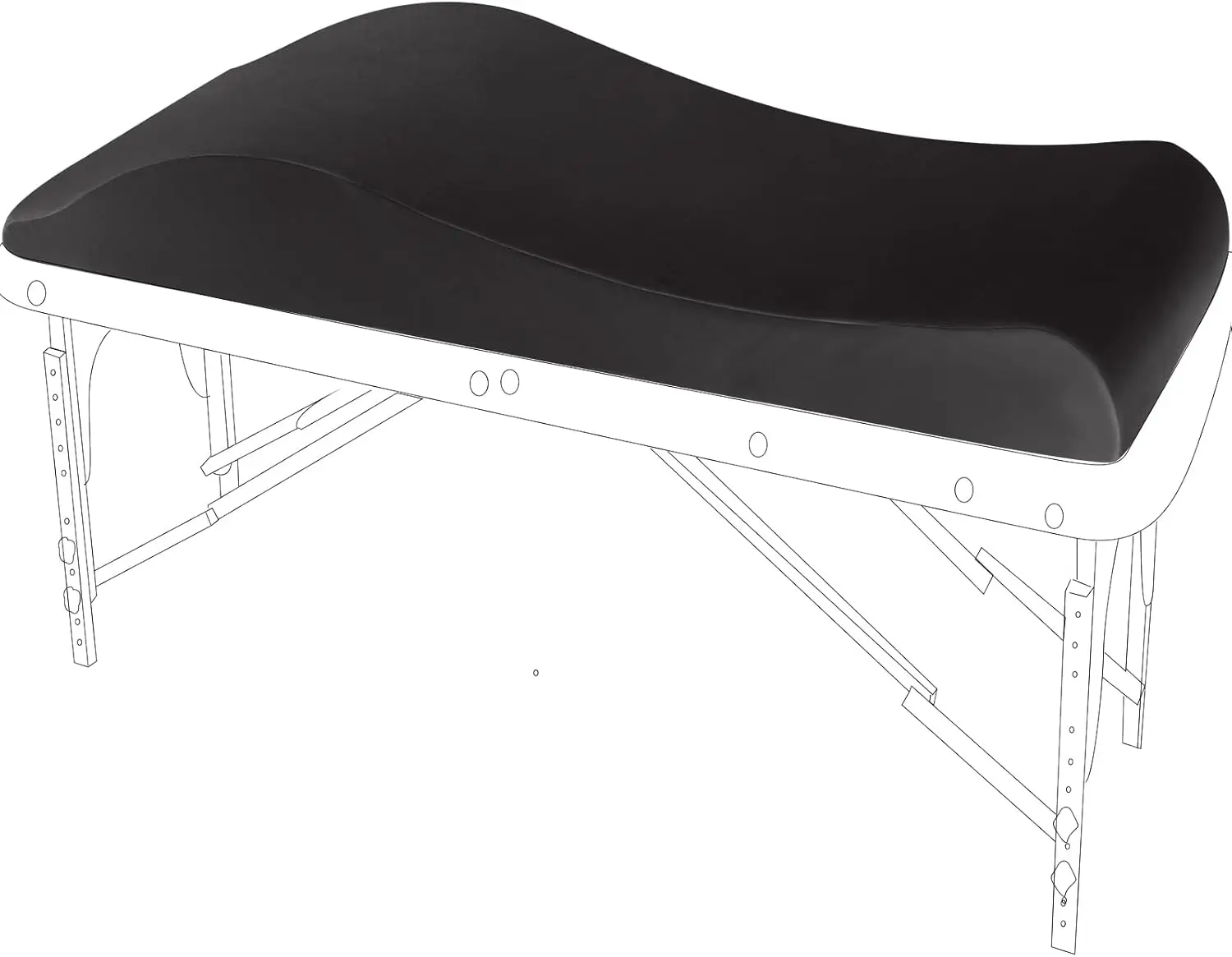 

Ergonomic Curvy Lash Bed Topper for Massage Table, High Density Foam Salon Cushion with Removable Washable Cover, Black 180x60cm