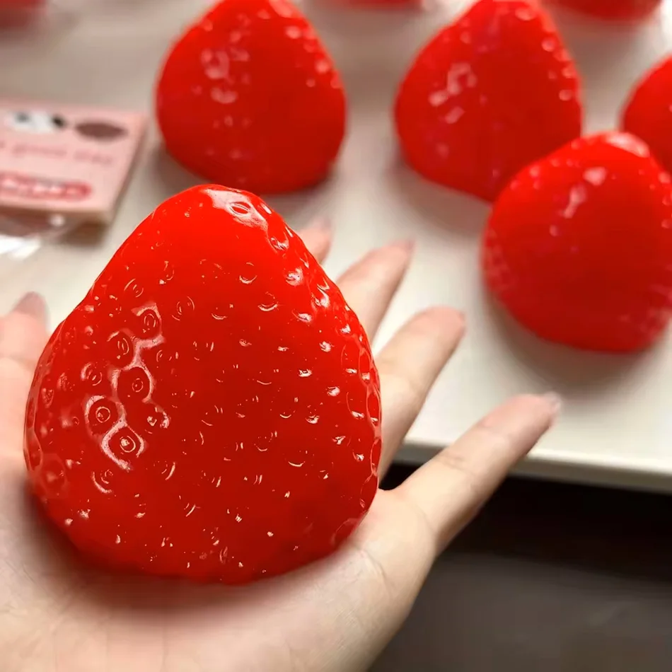 New Squishy Big Strawberry Squeeze Toy Kids Soft Pinch Fruit Pop Fidget Toys Party Entertainment Games Halloween Christmas Gift view 2