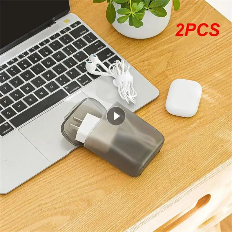 2PCS Desktop Data Cable Storage Box Transparent Container Has Many Uses High Quality Tidy Desk Easy Access Simplify Your Life