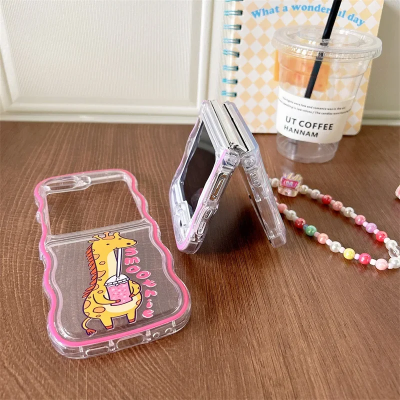 Custodia per telefono dinosauro cartone animato per Samsung Galaxy Z Flip 6 5 4 3 Cover posteriore per guscio protettivo ZFlip3 ZFlip4 ZFlip5 ZFlip6