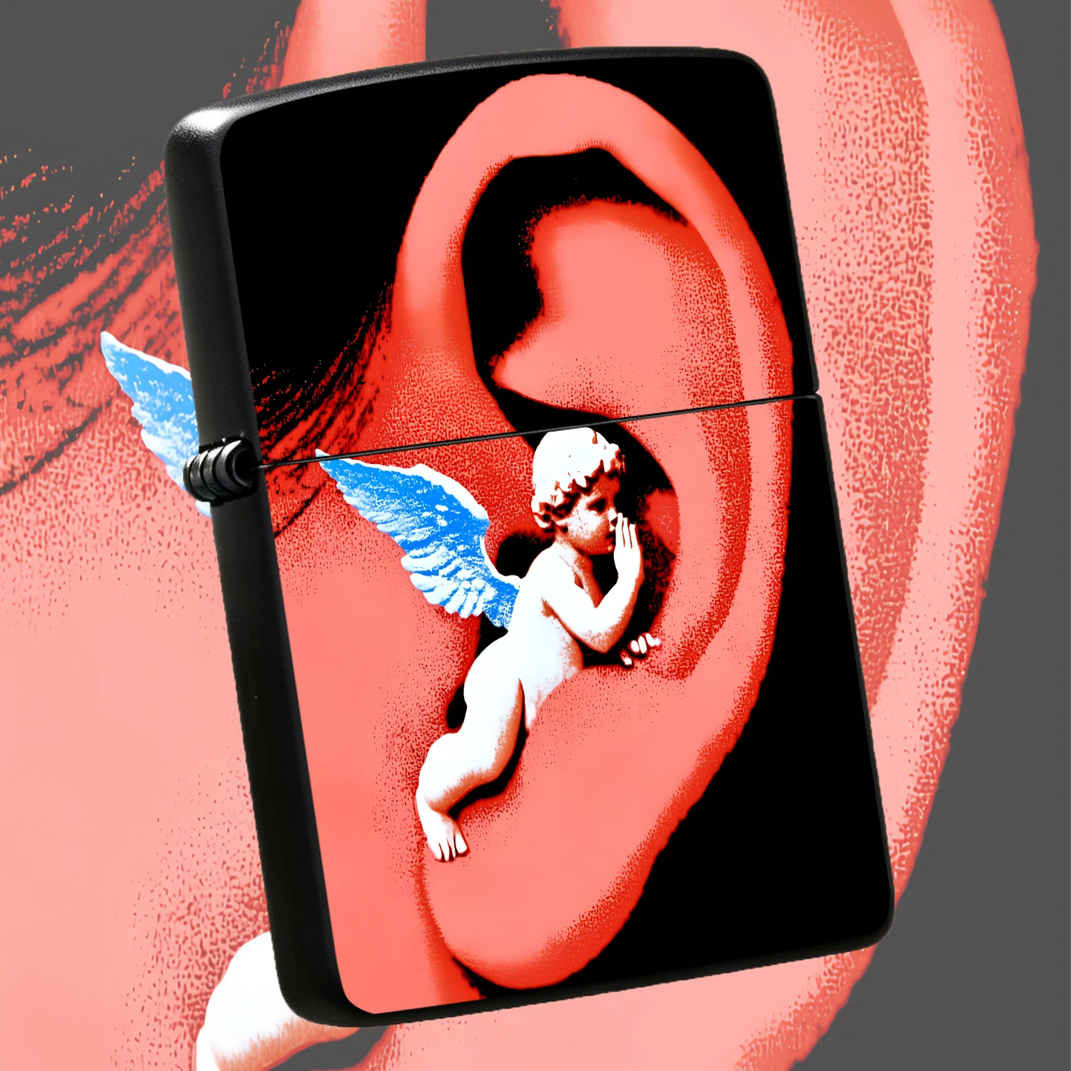 Creative Whisper Cherub In Ear Pattern Lighter, Stylish Artistic Portable Accessory, Durable Daily Use Item, Ideal Gifting Choice For Friends Family, Versatile Scenario Applicable Decorative Practical Pocket Tool Interesting And Humorous Li