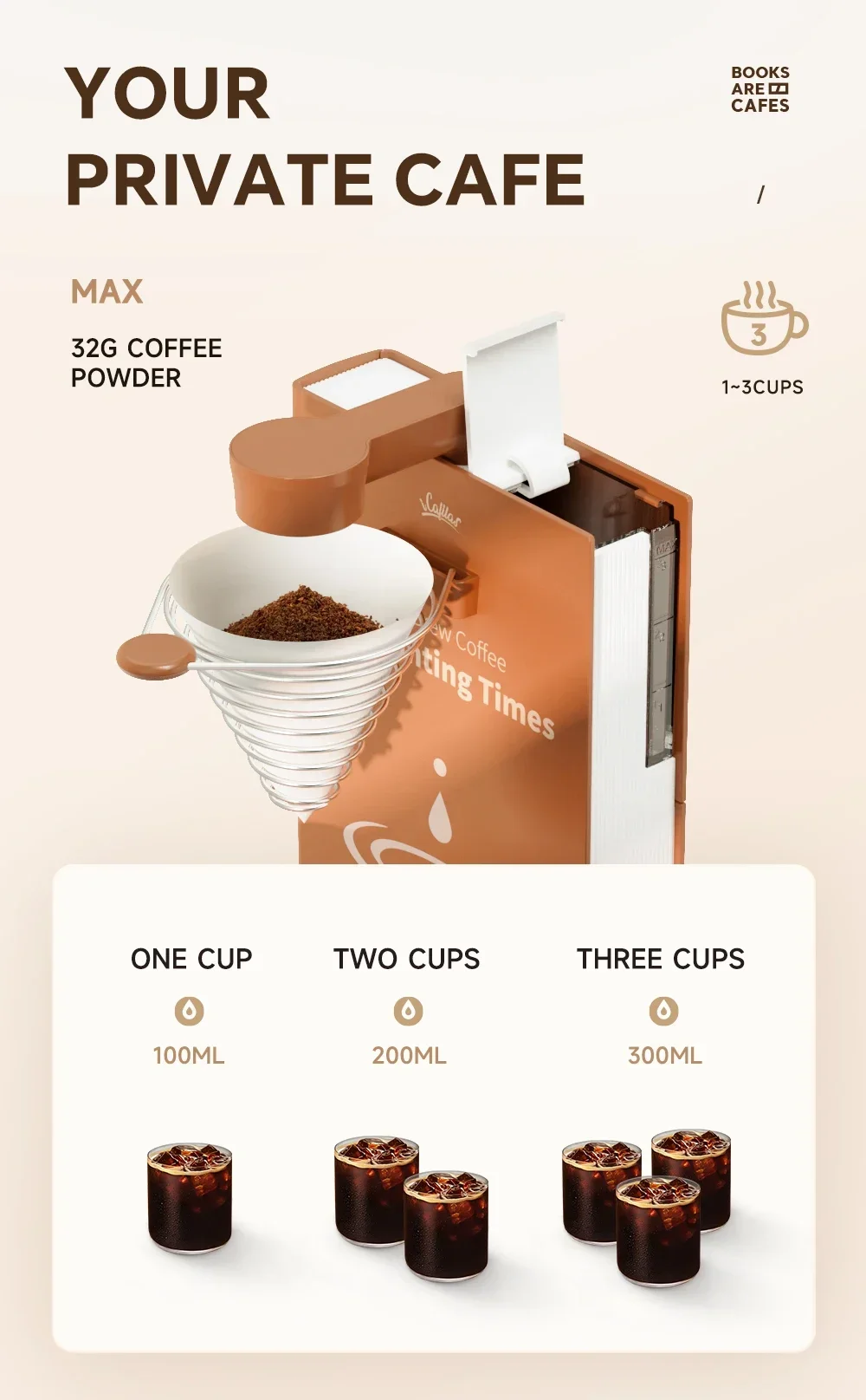 Electric Coffee Machine wi Filter Paper Creative Collapsible Espresso Machine Compact Mini Coffee Brewer for Home Office Library