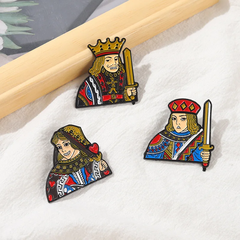 Trump Kingdom Chibi Enamel Pin Custom Flower Knight JQK Brooch Bag Badge Childlike Cartoon Jewelry Pins Gift for Friends