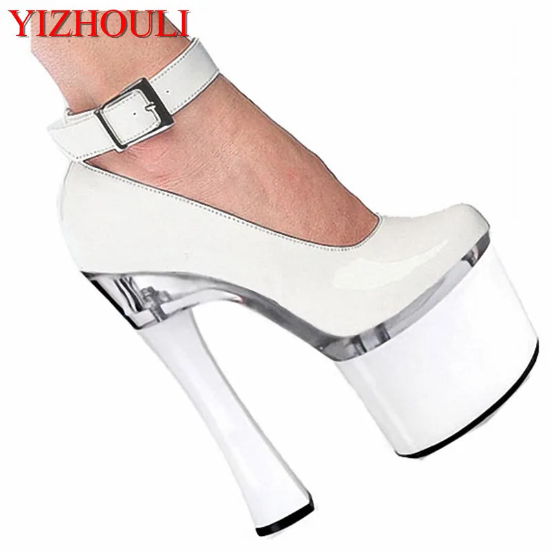 

Spool Heels With Single Shoes Super-Elevation 18CM Women's High-Heeled Shoes Platform Shoes 7 Inch Ankle Strap dance shoes