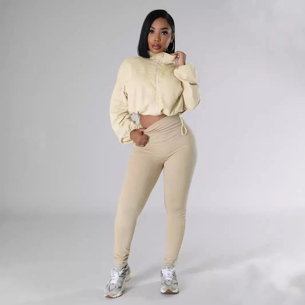 Custom LOGO women's autumn and winter new fashion sweater loose long-sleeved top tight trousers sports two-piece set
