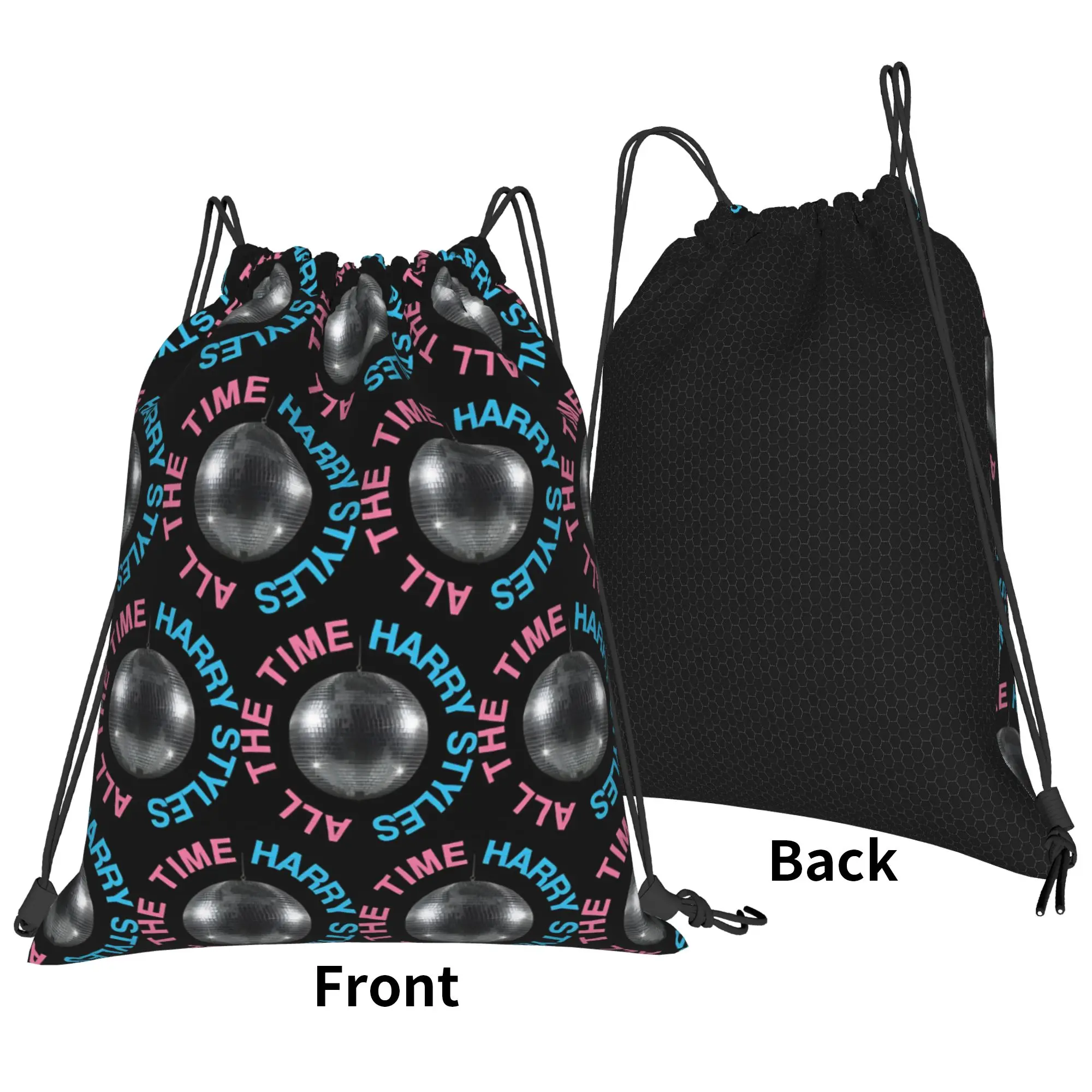 Kiss All The Time Disco Drawstring Backpack Gym Sports Sackpack Harrys Music Styles  String Bag for Hiking 36cm (W) x 43cm (H)