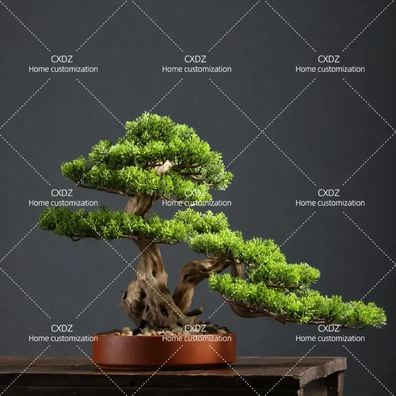 Simulated Welcome Pine Bonsai Green Plant Ornament for Living Room Entrance Wine Cabinet Coffee Table Office Desktop New