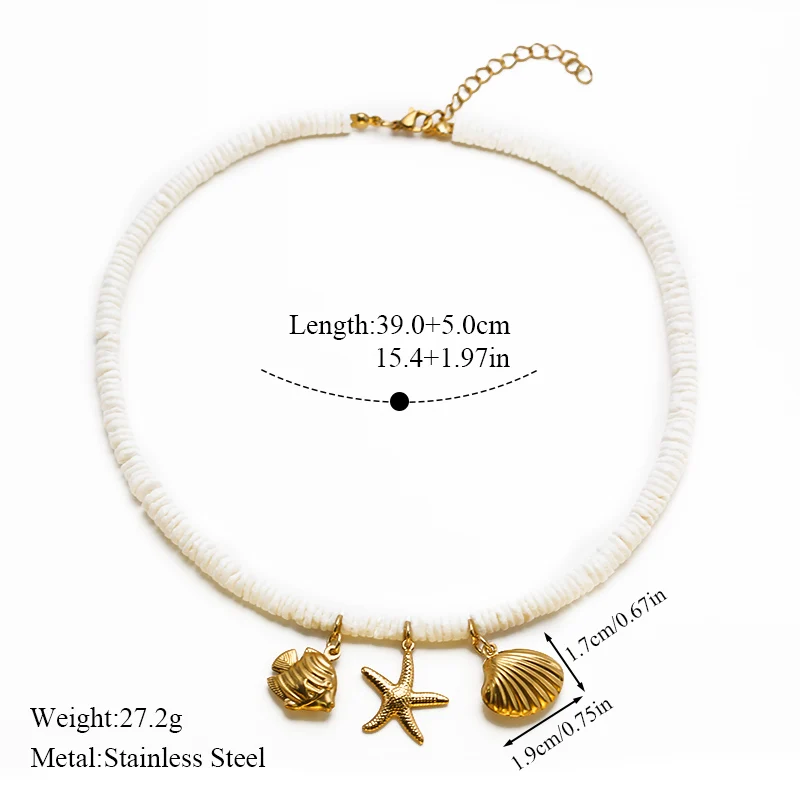 EILIECK 316L Edelstahl Goldfarben Seestern-Schildkröten-Anhänger Halskette Trendige Handgefertigte Halskette Wasserdichter Schmuck für Frauen – Detail 12