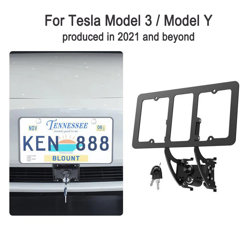 

American Standard Vertical License Plate Frame For Tesla Model 3 / Model Y Produced in 2021 and Beyond, Anti-Theft Licence Frame