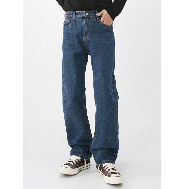Harajuku straight leg jeans men's Korean style loose casual pants 2024 season versatile straight leg wide leg pants S-XL