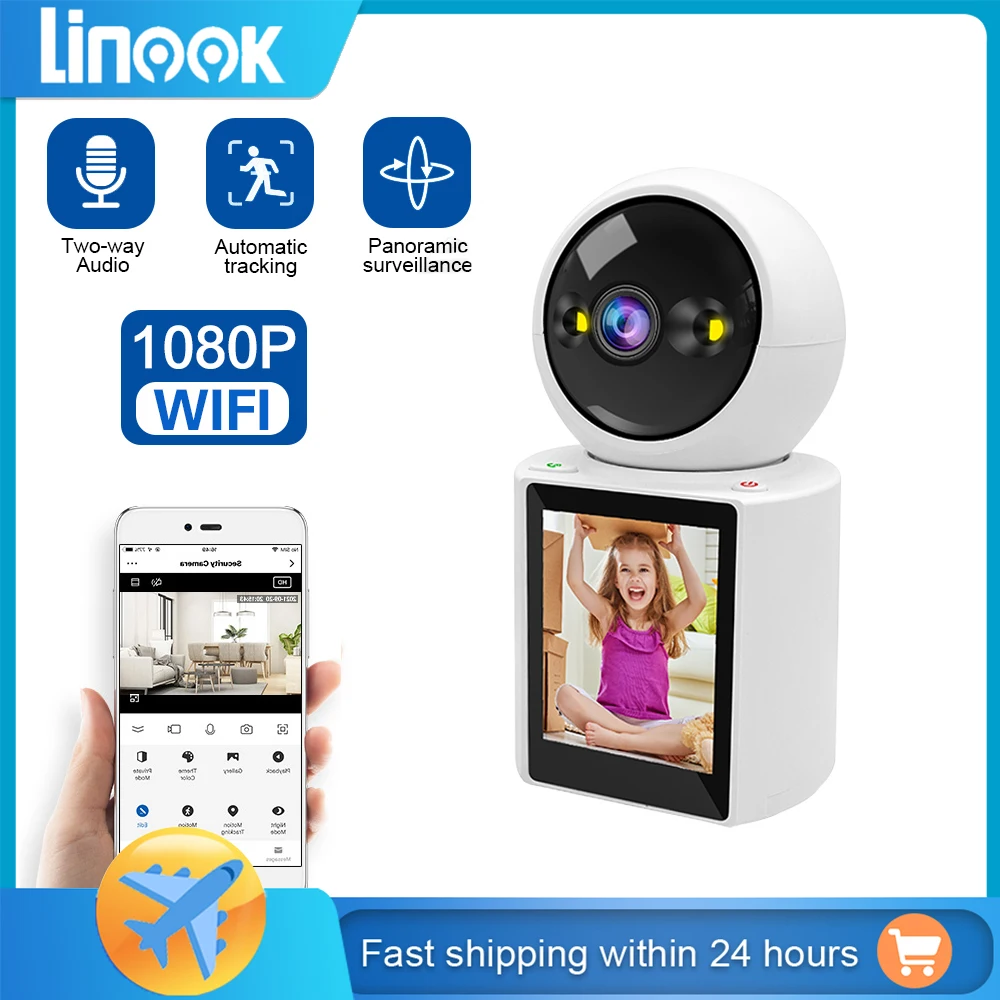 linook indoor wireless cctv camera 1080p hd 360ptz mini home cctv telefone conectado one click video call visao noturna 01