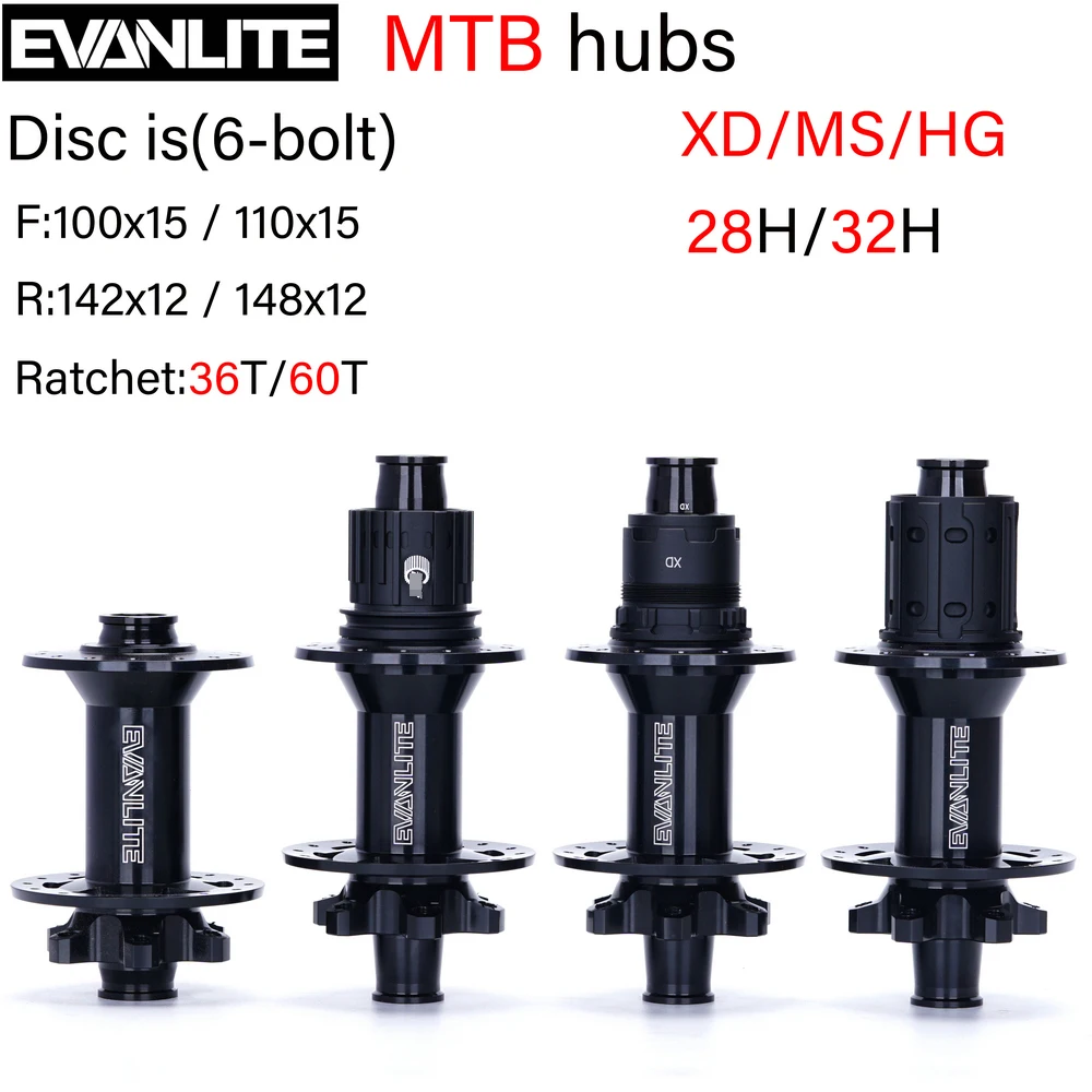 EVANLITE 350 BOOST MTB Hub New EXP 36T/60T Disc Brake Hub Sealed Bearings Six Nails 28H/32H Shaft 110X15 141X10 148X12