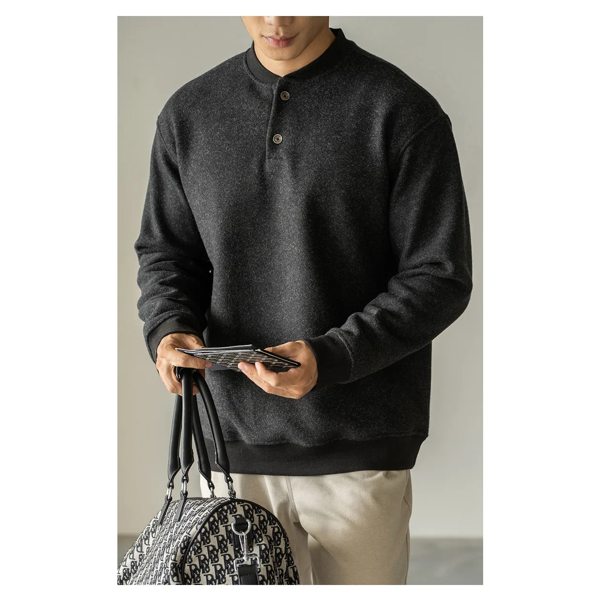 

Business Warm Woolen Long Sleeve Hoodie Men's Spring 2026 Standard Fit Fleece Lined Thickened Cotton Polyester Blend Casual S...