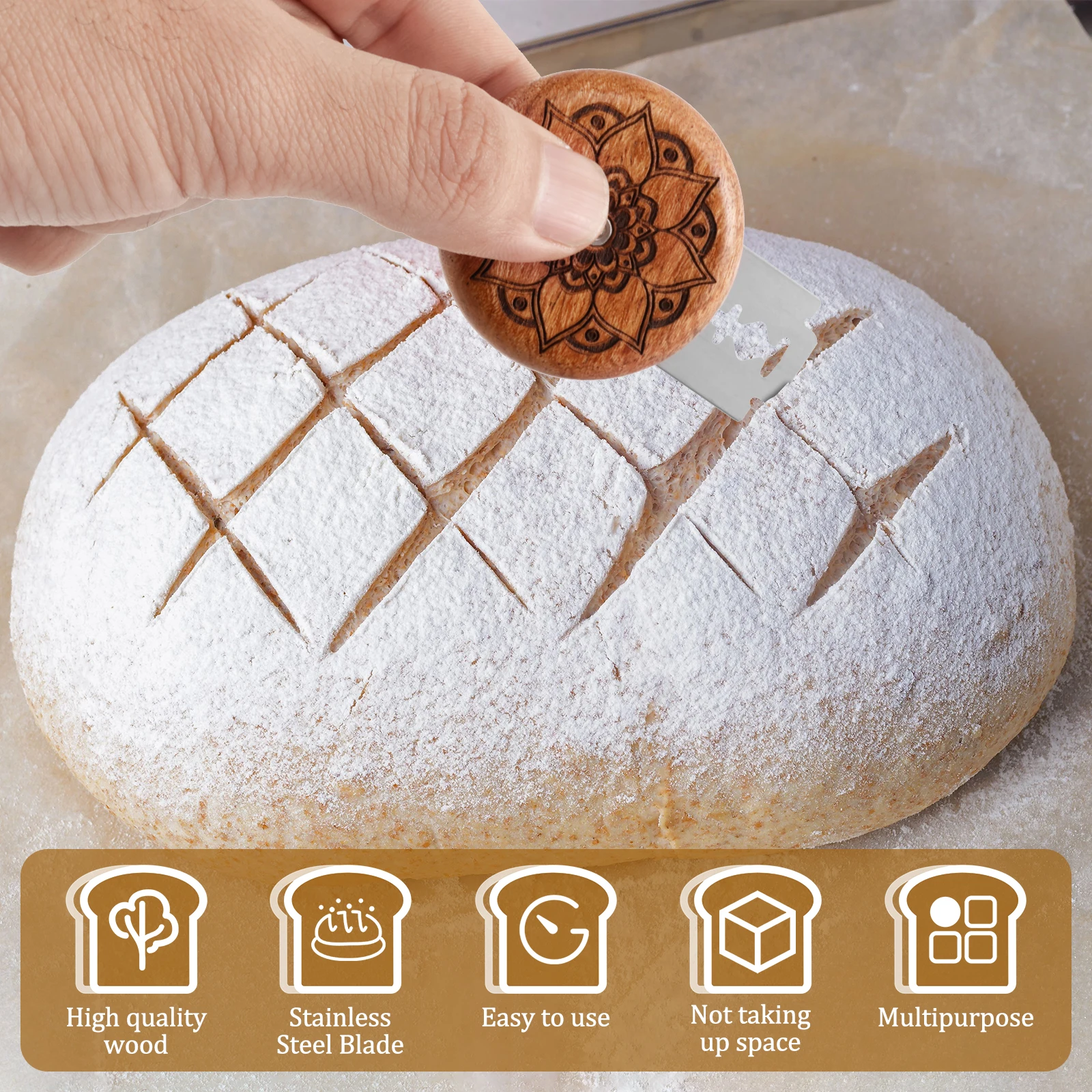 Homemade Bread DIY Pattern Carving Blades Dough Scoring Blade Set with Replacement Blades Baguette Pastry Making Baking Tool