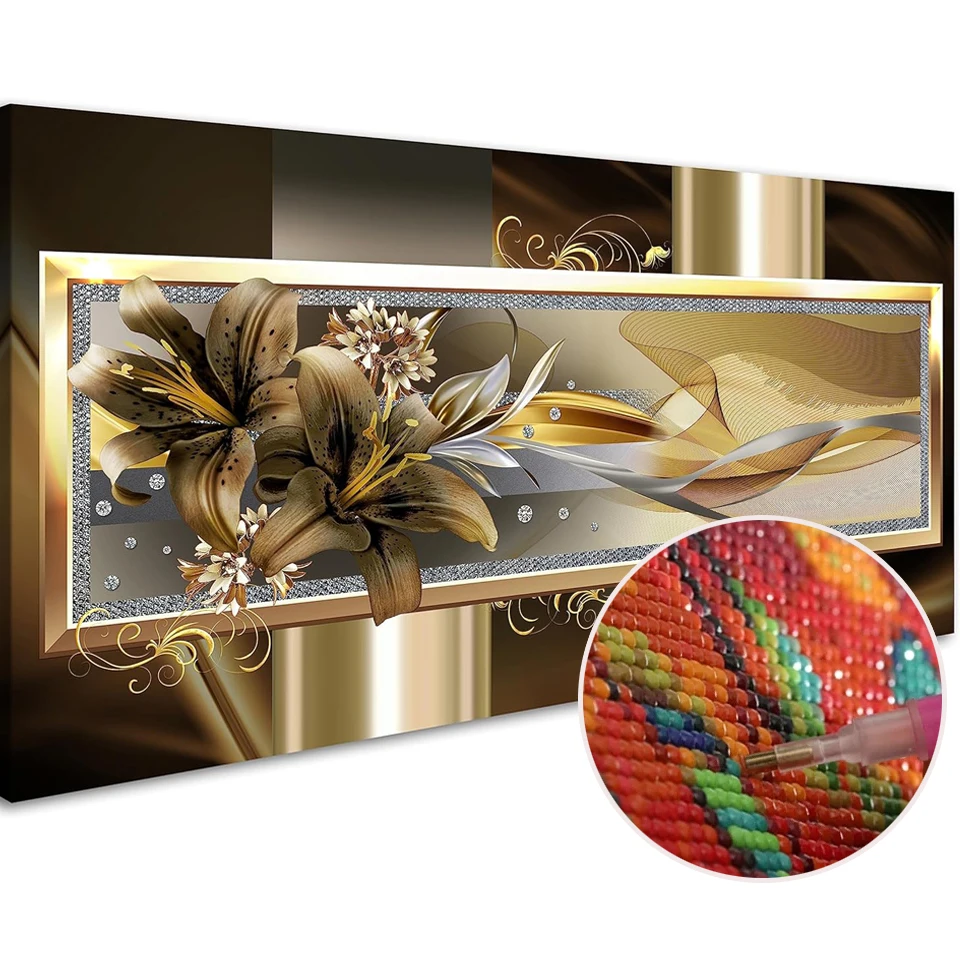 Yellow Orchid Flowers DIY Diamond Painting Abstract Lily Floral Cross Stitch Kits New 2024 Mosaic Embroidery For Home Decor