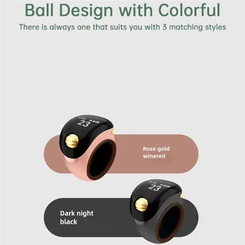 Stylish-Mini Counter With Battery Display Ring Type Portable Ball Finger Counter Type C Rechargeable Adjustable OLED Screen