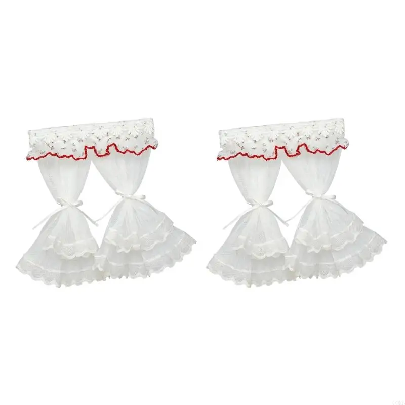 CORB MiniatureLace Curtains With Ruffle For 1/12 Doll House Decoration Scene Display