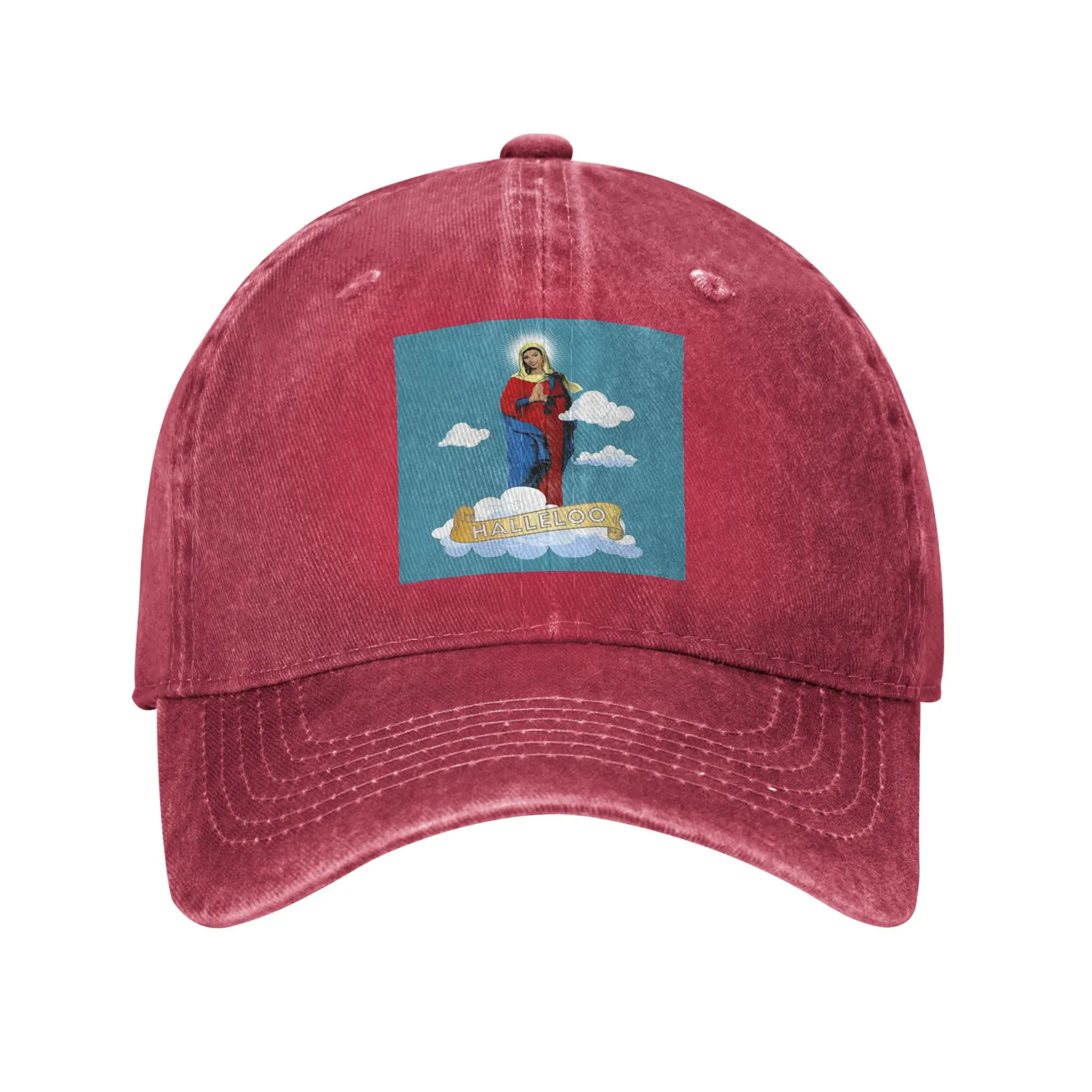 Halleloo - джинсовая кепка The Virgin Mary Washed Denim, повседневные бейсболки, регулируемая кепка, летние бейсболки унисекс