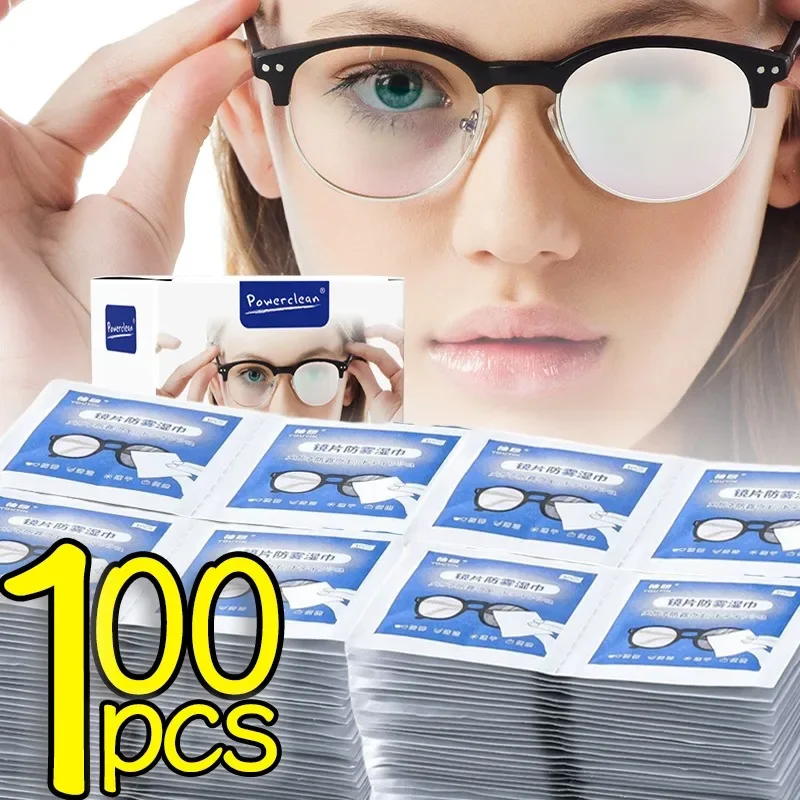 10/100Pcs Glasses Cleaning Wet Paper Disposable Anti Fog Misting Dust Remover Lens Wipes Sunglasses Phone Screen Cleaner