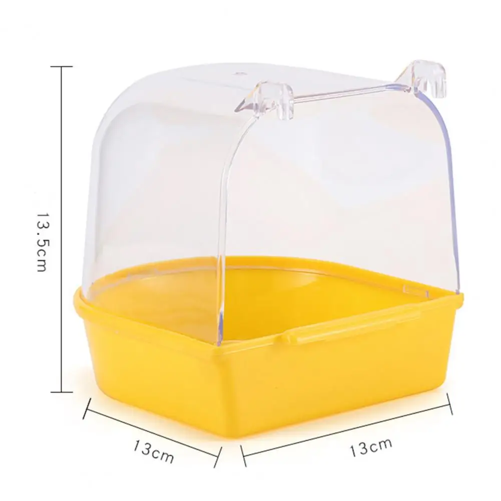 Easy to Clean Bird Bath Tub Transparent Bird Bath Cage for Small Birds Parrot Canary Budgies Easy to Clean Covered Bath for Pets