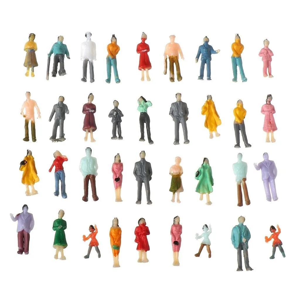 

10 шт. фигурок людей для моделей 1:87, различные позы, для железнодорожных макетов, пассажиры стоя/сидят, разные цвета, АБС-пластик