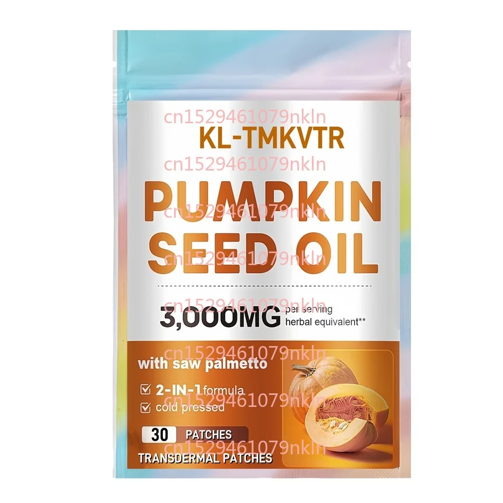 30 parches de aceite de semilla de calabaza con parches transdermicos Saw Palmetto que soporta la salud del cabello, urinario, vejiga y próstata