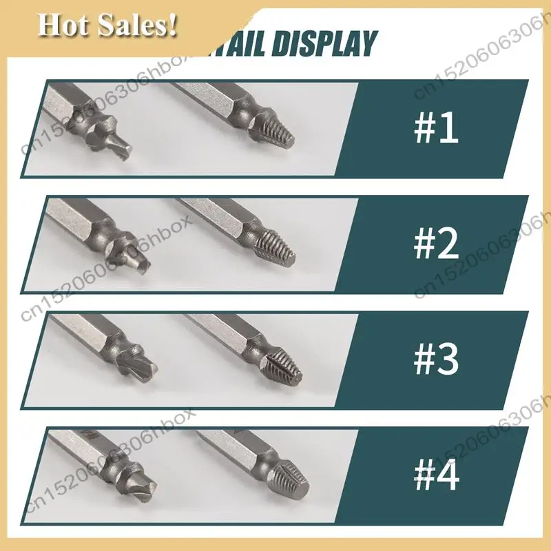 

-HOPE 4X Screw Extractor Drill Bits Guide Set Broken Bolt Remover Easy Out 1 2 3 4