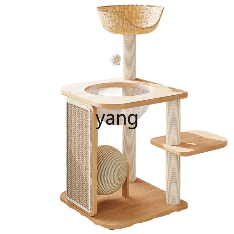 Yjq solid wood cat climbing frame cat toy sword hemp ball rattan cat nest vertical scratching board pillar