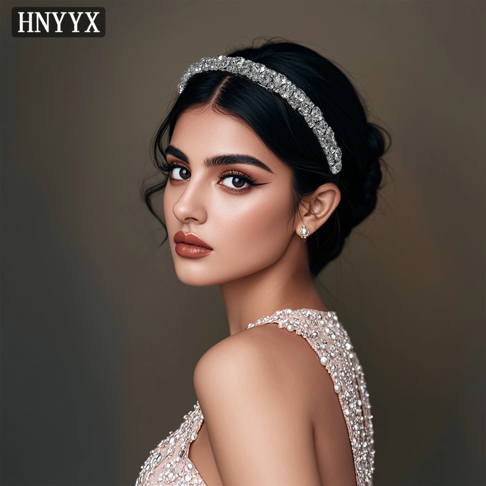 

HNYYX Trendy Wedding Dress Headband Full Rhinestones Narrow Headpiece Shiny Bridal Headdress Elegant Luxury Hair Accessories A94