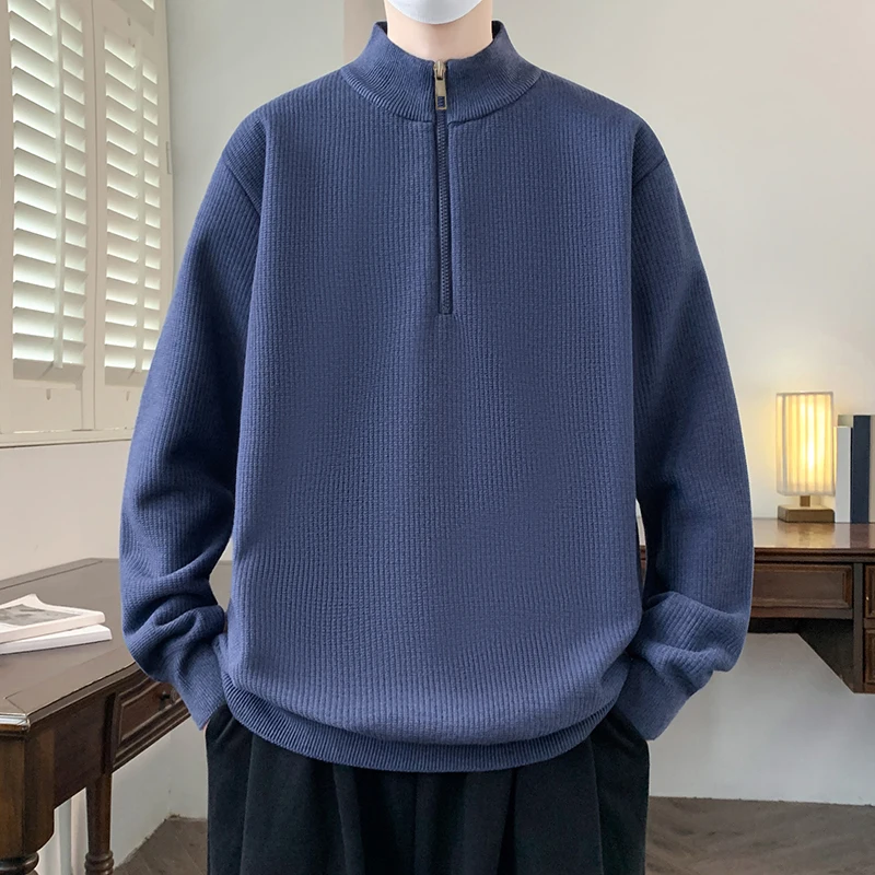 

Men's Half Zip Fleece Lined Knit Pullover, Thermal Stand Collar Knit Sweater, Casual Warm Long Sleeve Top for Daily Wear & Outdo