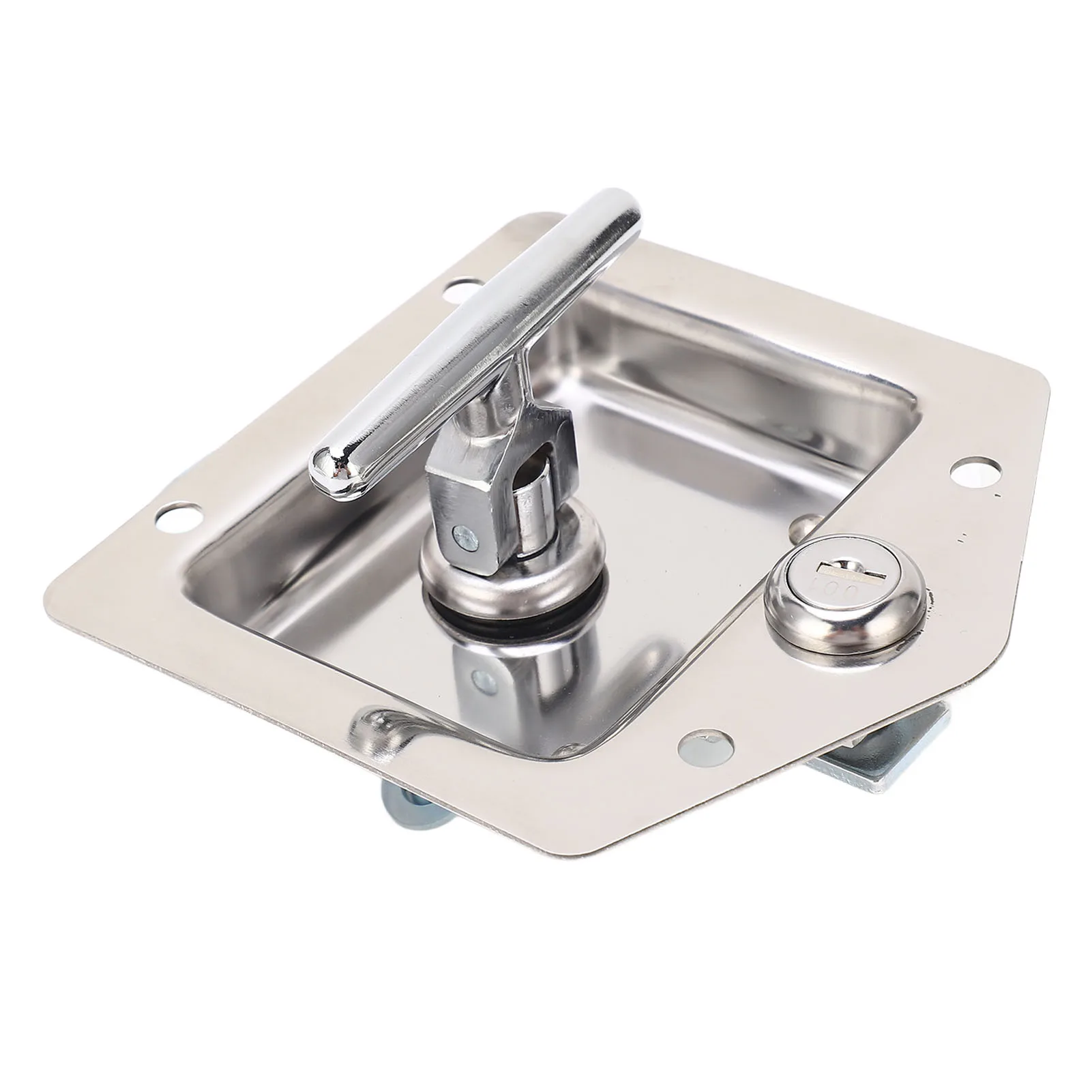 

Stainless Steel T Shaped Flush Mount Lock with 2 Keys Latch Lock for Car Door Cabinet - Durable Handle Design