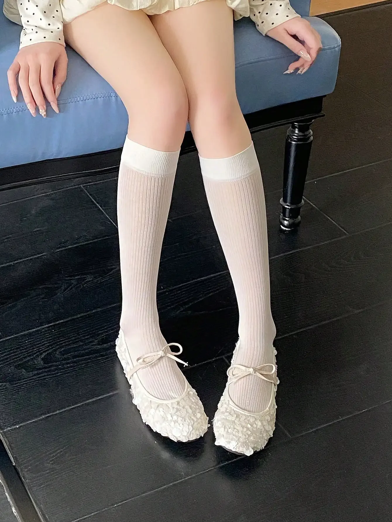 Damen-Seidensocken, hochwertig, neue Mode, Frühling und Sommer, kniehohe Socken für Mädchen, Schulstil, einfache, lässige lange Socken – Detail 9