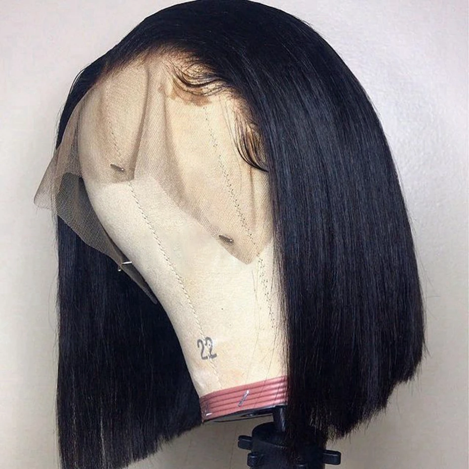 14 بوصة قصيرة بوب شعر مستعار مستقيم 13x4 Hd الدانتيل الشفاف الجبهة خصلات الشعر المستعار الإنسان البرازيلي قبل قطعها شعر ريمي العظام مستقيم