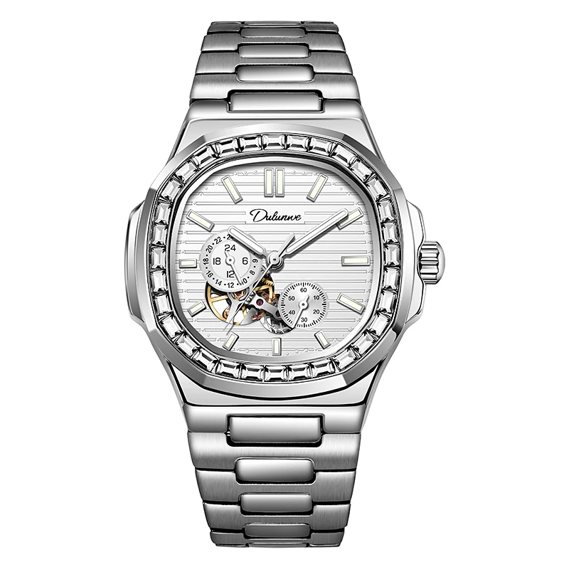 Dulunwe'S New Men'S Automatic Mechanical Watch Features A Luxurious Automatic Movement, Skeleton Design, And Luminous Hands.
