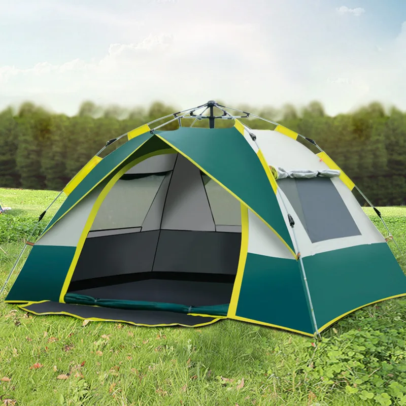 Outdoor pop-up tent waterproof portable four-sided camping tent suitable for 2-4 people family tent camping hiking outing