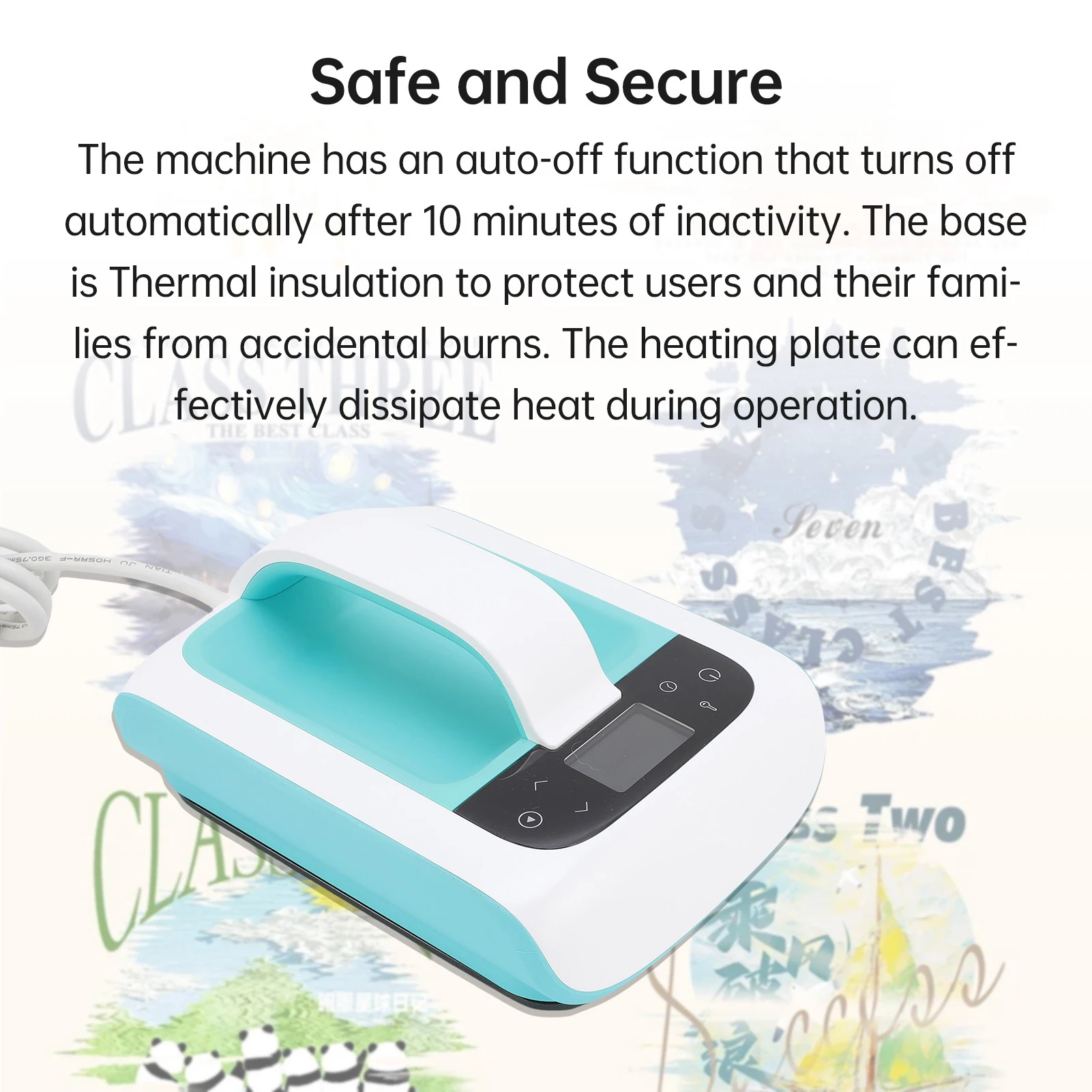 آلة الضغط الحراري للقمصان 7x4.8 بوصة نقل التدفئة مكبس الحديد تسخين سريع للتسامي مؤقت درجة الحرارة قابل للتعديل