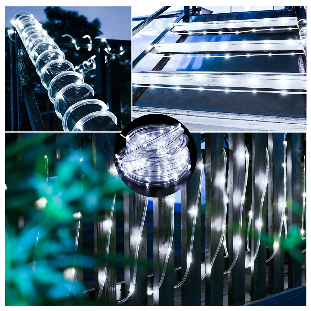 Cuttable PVC Tube Fairy Lights, Bendable Round LED Rope Lights, Outdoor Pillar Wrapping Christmas Holiday Ambient Decoration