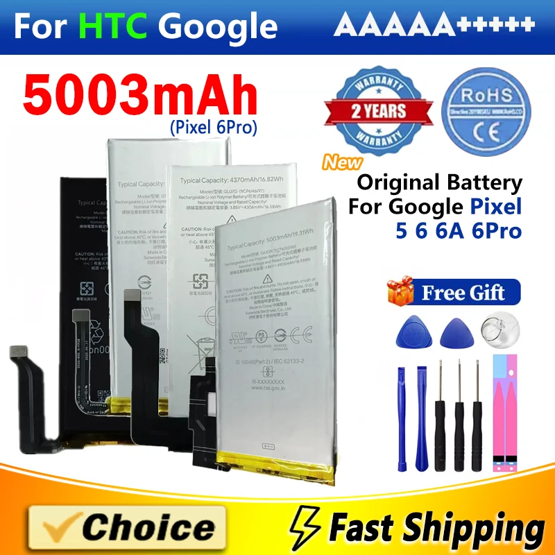 1Pc Original Battery For HTC Google Pixel 6 5 6A Pro,GLU7G G27FU G63QN GMSB3 GTB1F Replacement Phone Lithium Battery+Tools