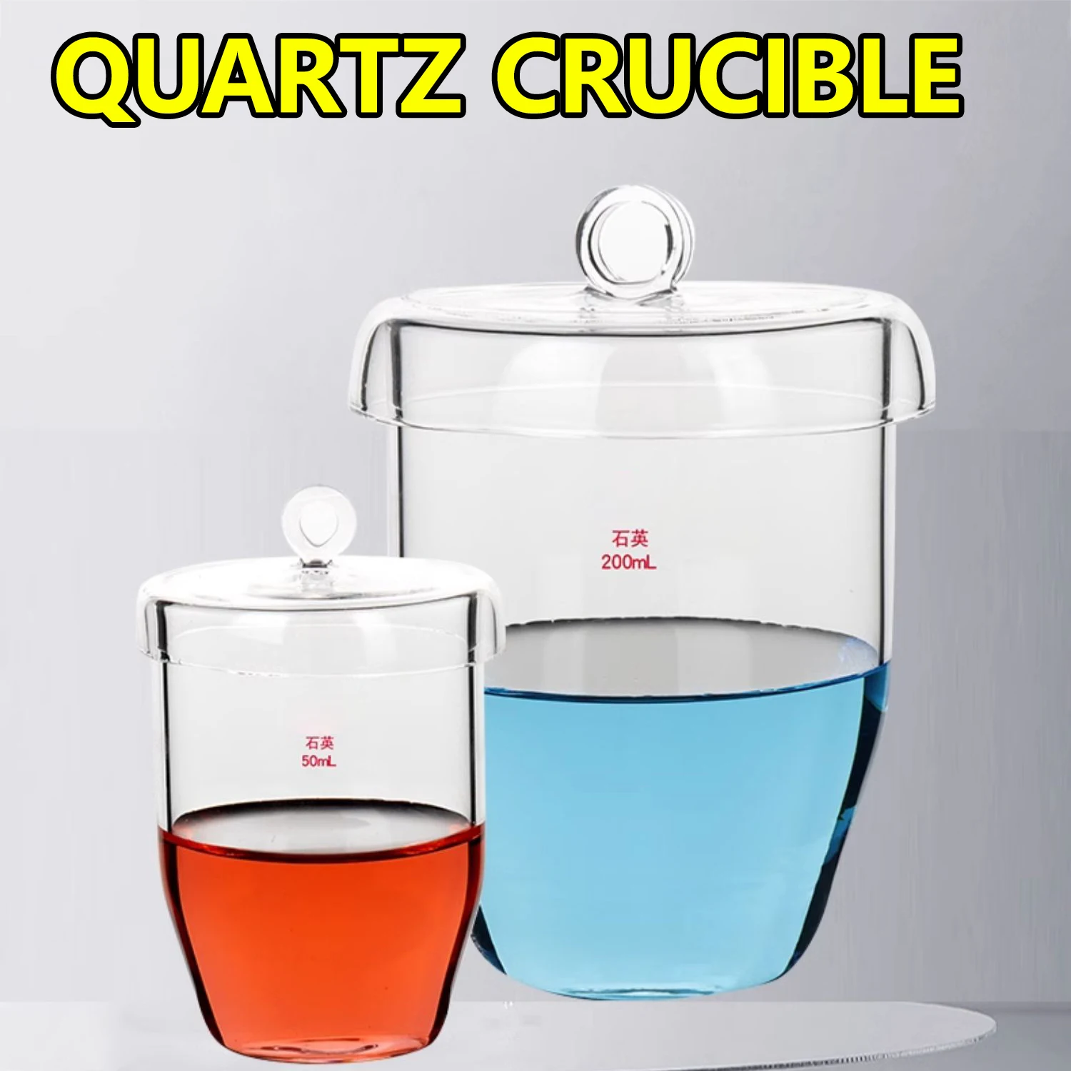 Quartz crucible cup with lid Transparent high-purity quartz glass High temperature and corrosion resistance instruments