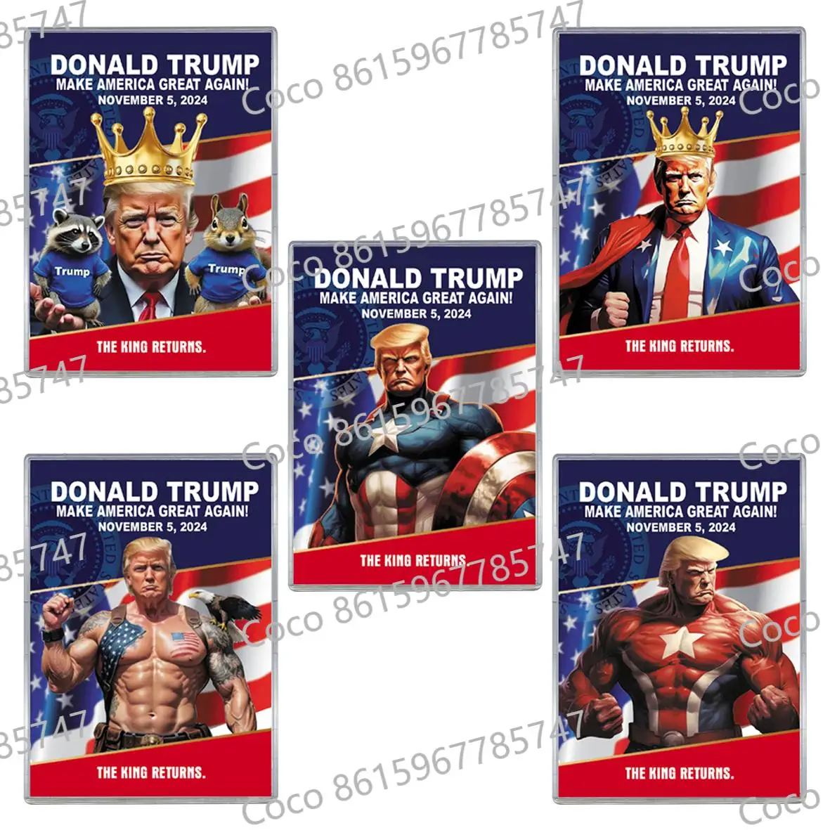 President 47th Donald Trump Christmas Greeting Cards Trump Supporter Gold Bill Cards with Plastic Case Best Gifts