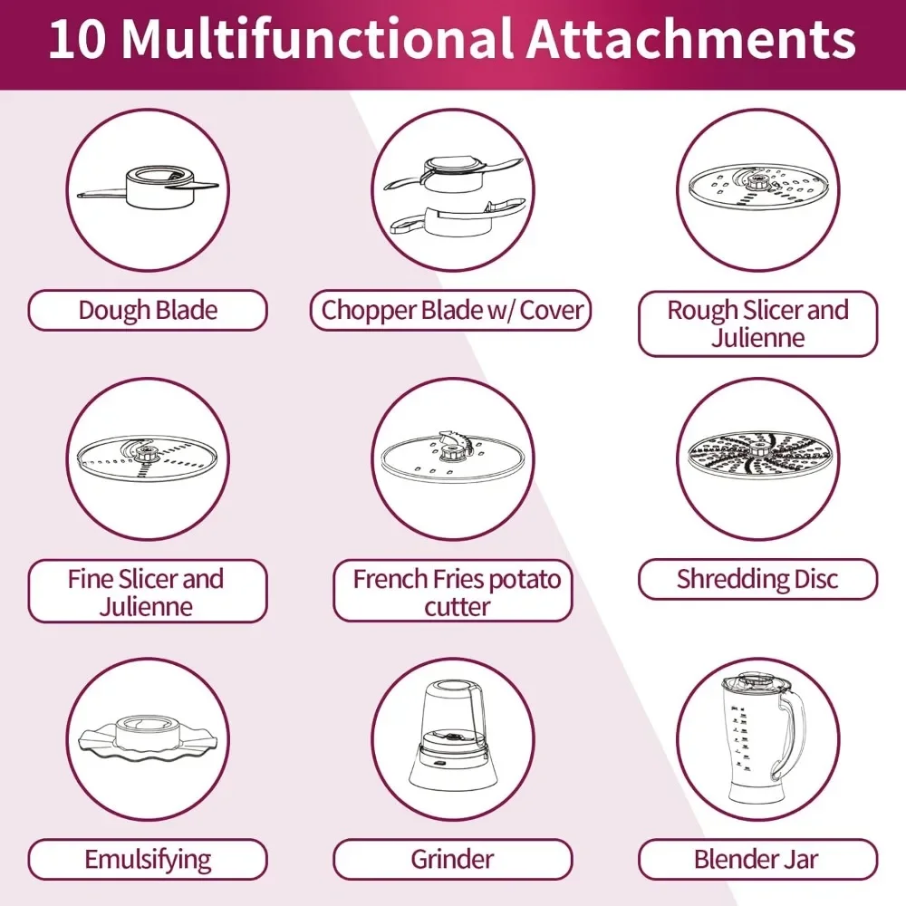 مجموعة خلاط محضرة الطعام سعة 16 كوبًا، 11 في 1 متعددة الوظائف سعة 3.8 لتر، 7 أكواب (60 أونصة) خلاط 1 كوب